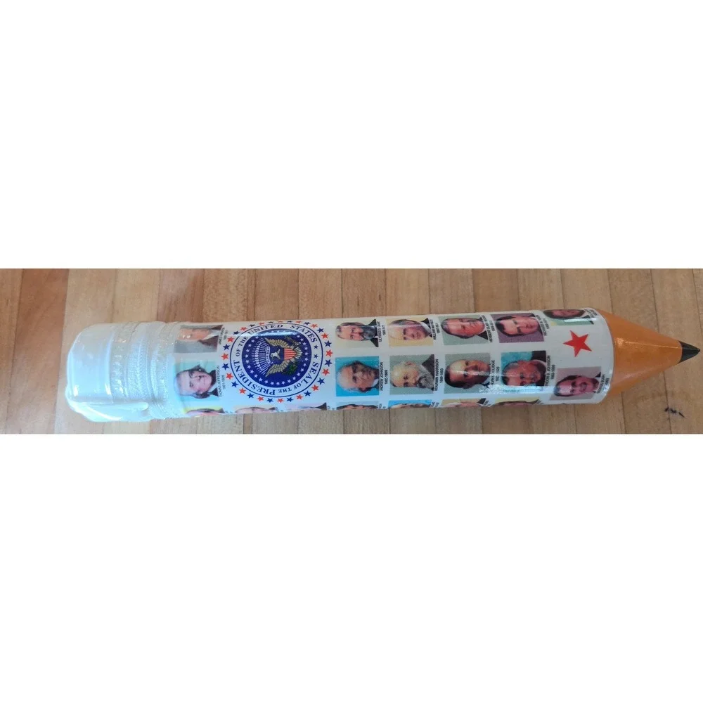 VTG US Presidents Pencil Shap Zipper Case AM History Education Case teacher gift